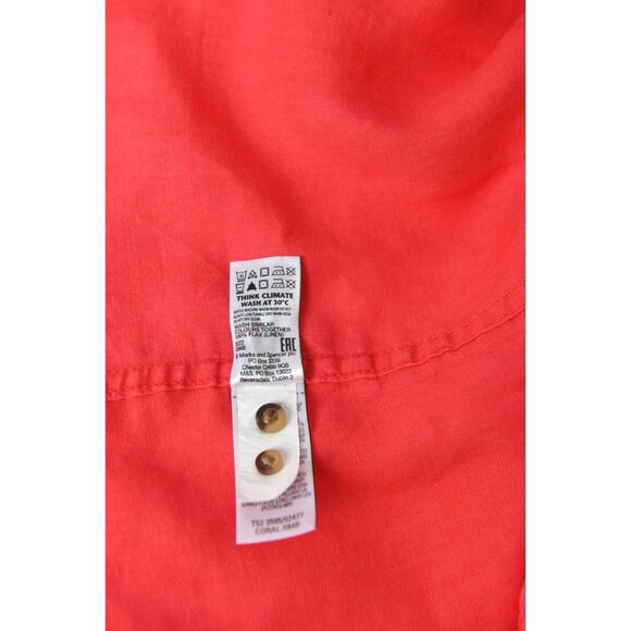 Pure Linen 100% Linen Long Sleeve Button Down Shirt Coral Color Size 16 - Picture 10 of 13